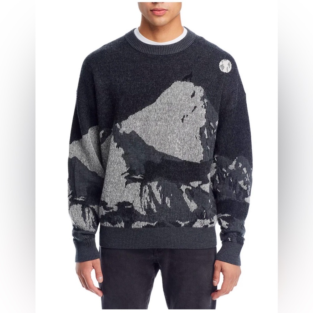 HUGO BOSS Wool-blend Oversize Fit Sweater Seasonal Jacquard In black & dark grey